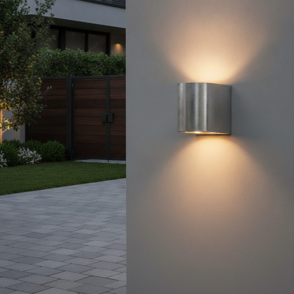 Galvanised Steel Outdoor Wall Light for Patios & Driveways