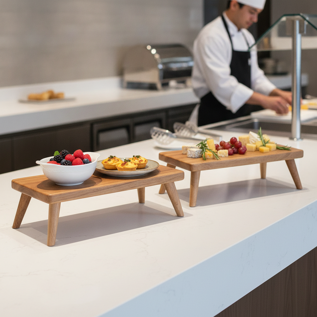 Beech Wood Rectangular Buffet Stand 335x153mm for Catering (Pack of 2)