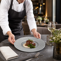 Gourmet Plates Grey Porcelain for Fine Dining (Pack of 6)
