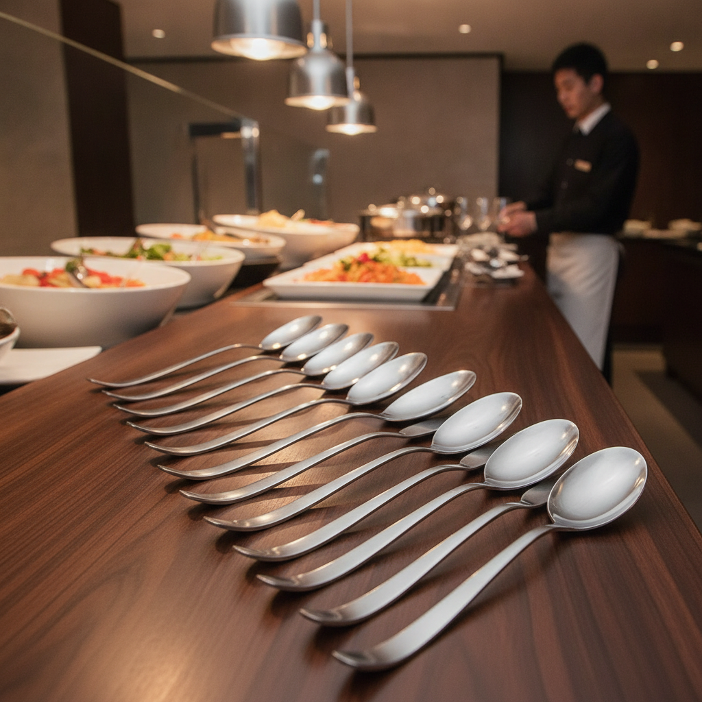 18/10 Stainless Steel Solid Serving Spoons for Buffet Service (Pack of 12)