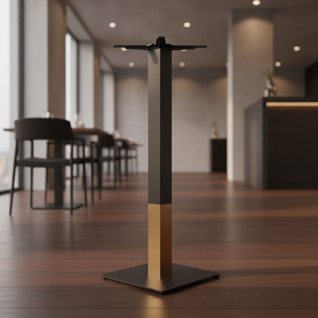 Steel Small Square Bar Height Table Base Black 400x400mm for Indoor Use
