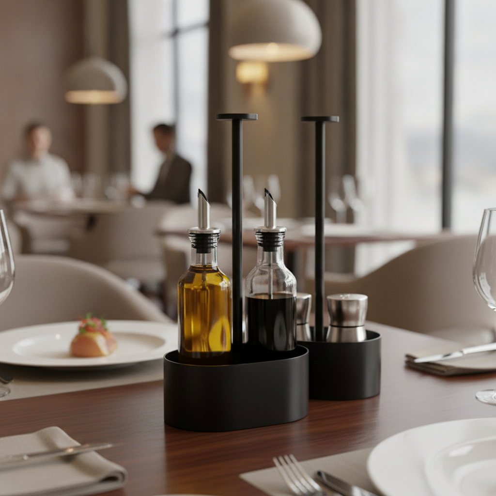 Stainless Steel Cruet Black 300mm for Organised Table Presentation