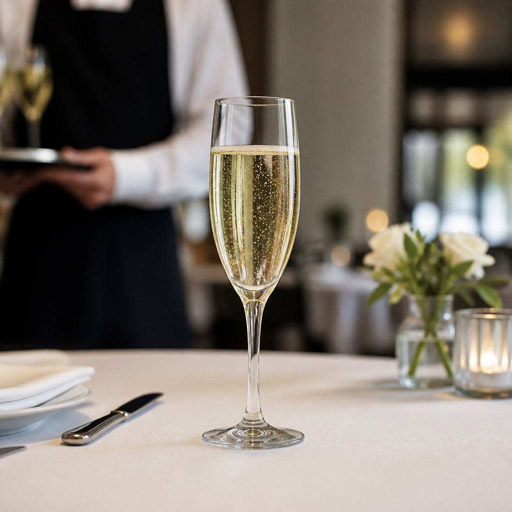 Toughened Glass Champagne Flutes 170ml for Pubs & Bars (Pack of 12)