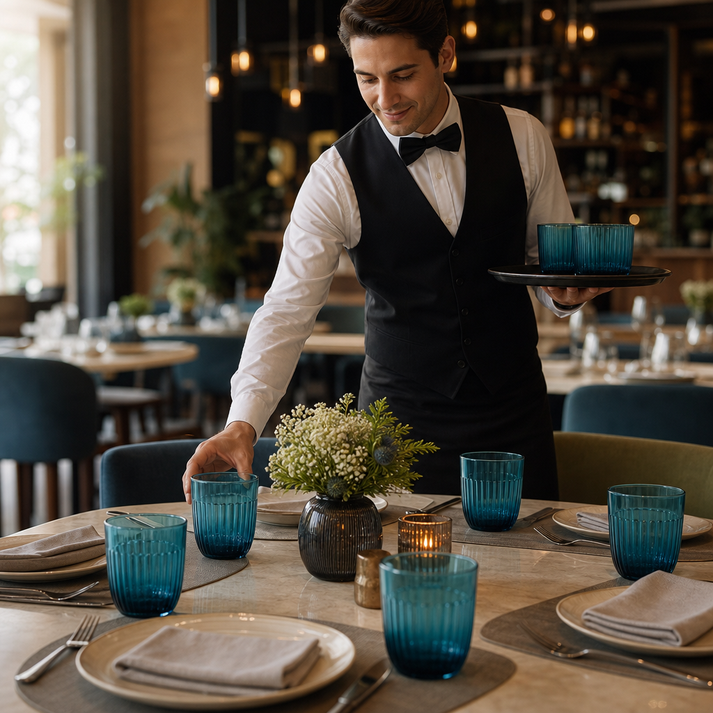 Glass Blue Tumblers 290ml for Casual & Formal Settings (Pack of 6)