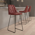 Quilted Red Leather Bar Stool with Metal Base 480x580mm for Restaurants & Bars