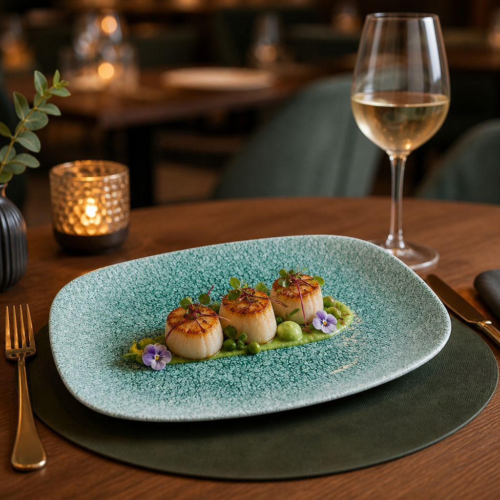 Oblong Chef Plates Green Porcelain for Stylish Dining (Pack of 12)