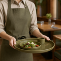Round Olive Green Stacking Trays for Casual Dining - Pack of 12