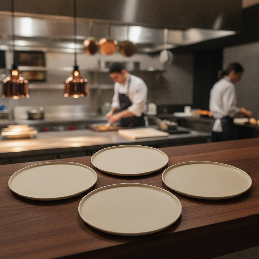 Porcelain Plates 260mm in Matt Sand for Catering & Hospitality (Pack of 3)