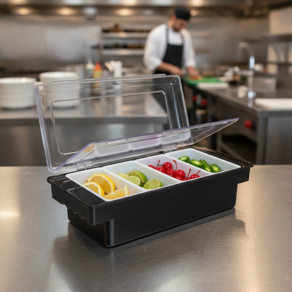 Plastic Four Compartment Condiment Holder 361x155mm for Efficient Service