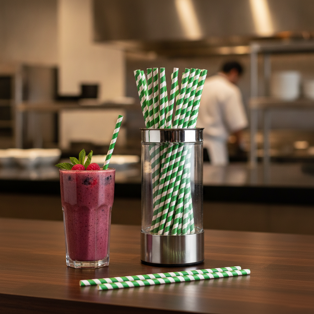 Compostable Paper Smoothie Straws 210mm for Eco-Friendly Service (Pack of 250)