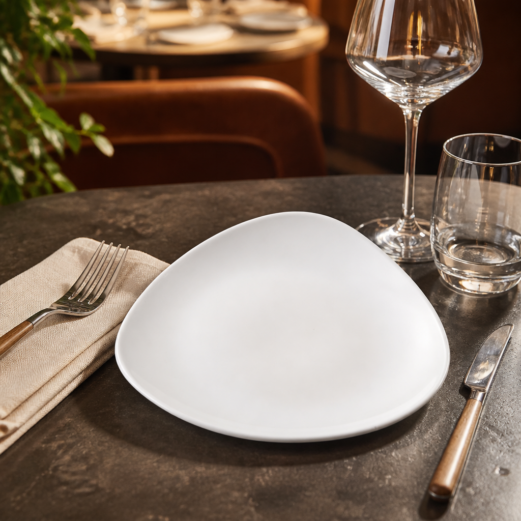 Triangle Plates 192mm Vitrified Porcelain for Elegant Dining (Pack of 12)