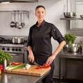 Lightweight Polycotton Chef Jacket in Black for Busy Kitchens