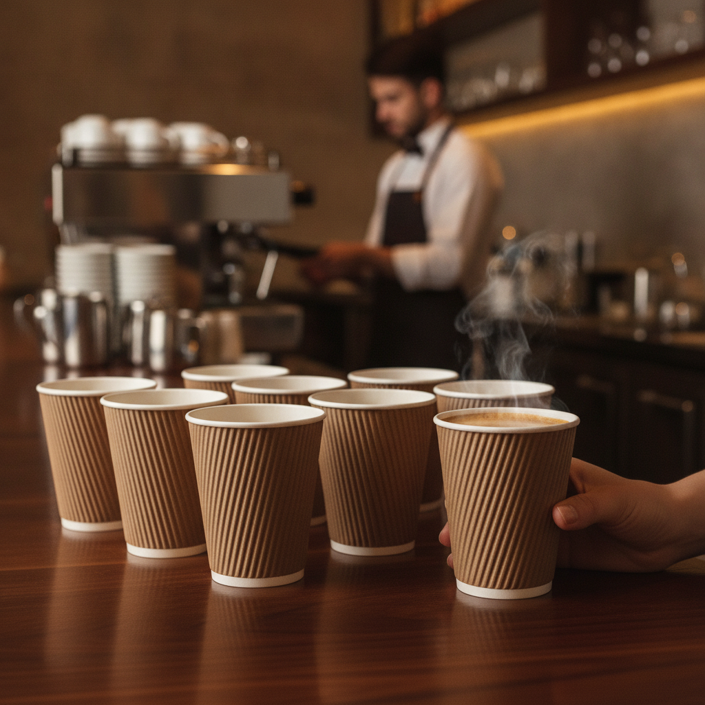 Cardboard Ripple Wall Coffee Cups 340ml for Hot Drinks (Pack of 500)
