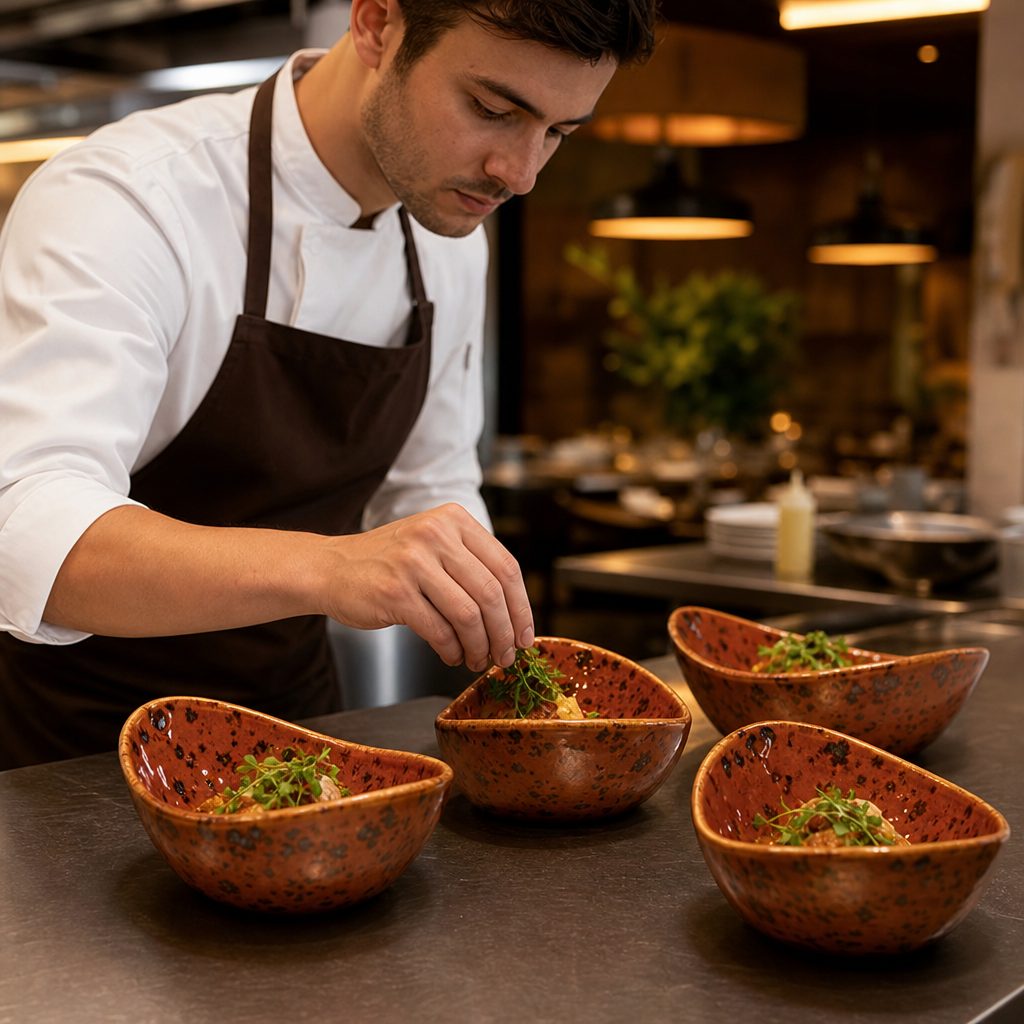Terracotta Porcelain Freestyle Bowls 130mm for Dining & Catering - Pack of 12