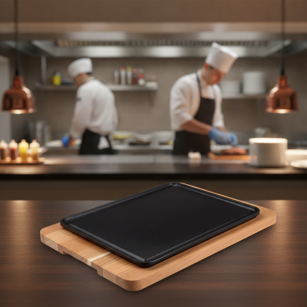 Pre-Seasoned Cast Iron Sizzler Plate 350x250mm for Barbecues