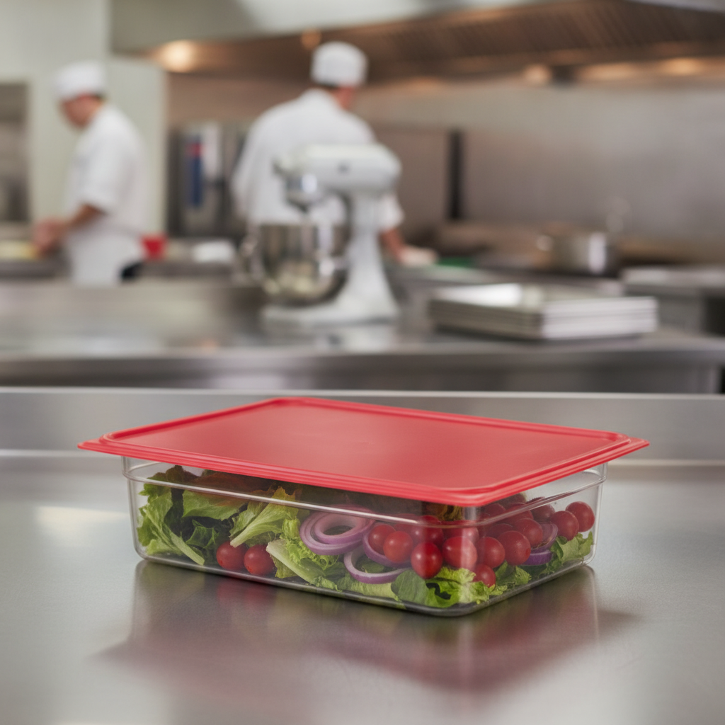 Polypropylene Red Seal Lid for Food Safety Management