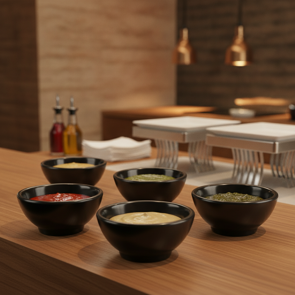 Melamine Black Round Mini Bowl 20ml for Buffet Service