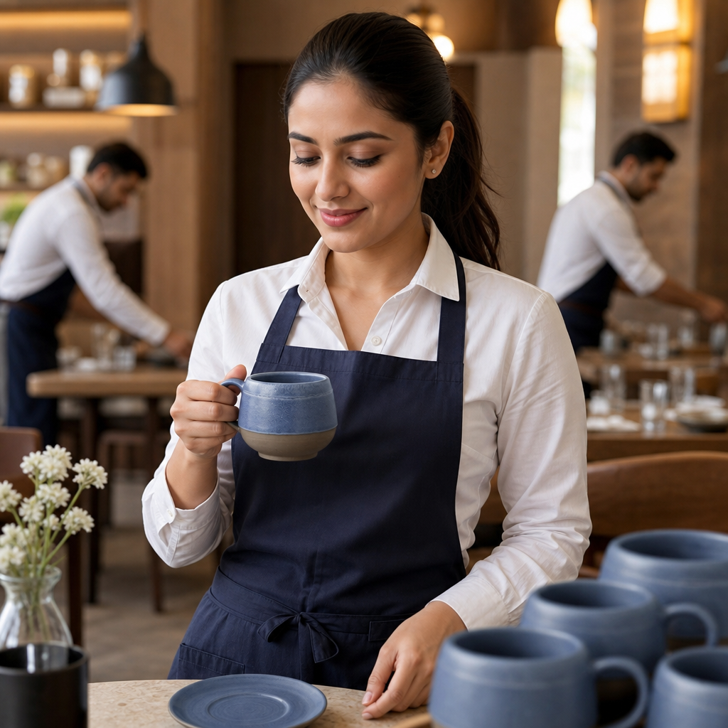 Cups 236ml Blue Vitrified Ceramic for Cafés & Restaurants (Pack of 12)