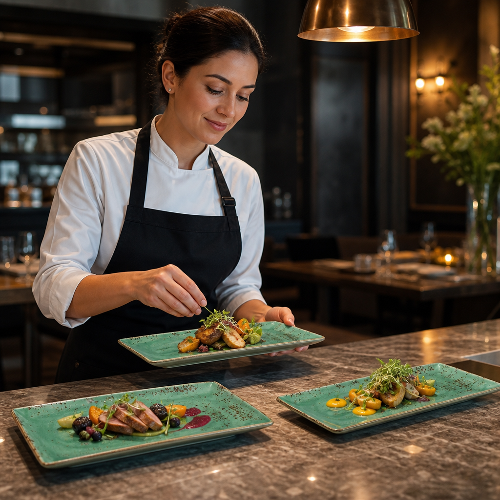 Alumina Rectangle Plates Aqua Vitrified Ceramic for Casual Dining (Pack of 6)
