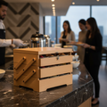Oiled Oak Three-Tier Buffet Box 535mm for Breakfast Displays