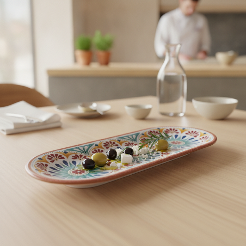 Melamine Arabesque Plate 380x155mm for Serving Mediterranean Cuisine