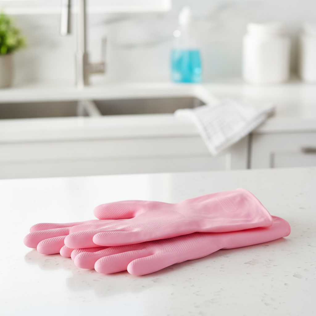Liquid-Proof Latex Janitorial Gloves for Cleaning (Pack of 2)