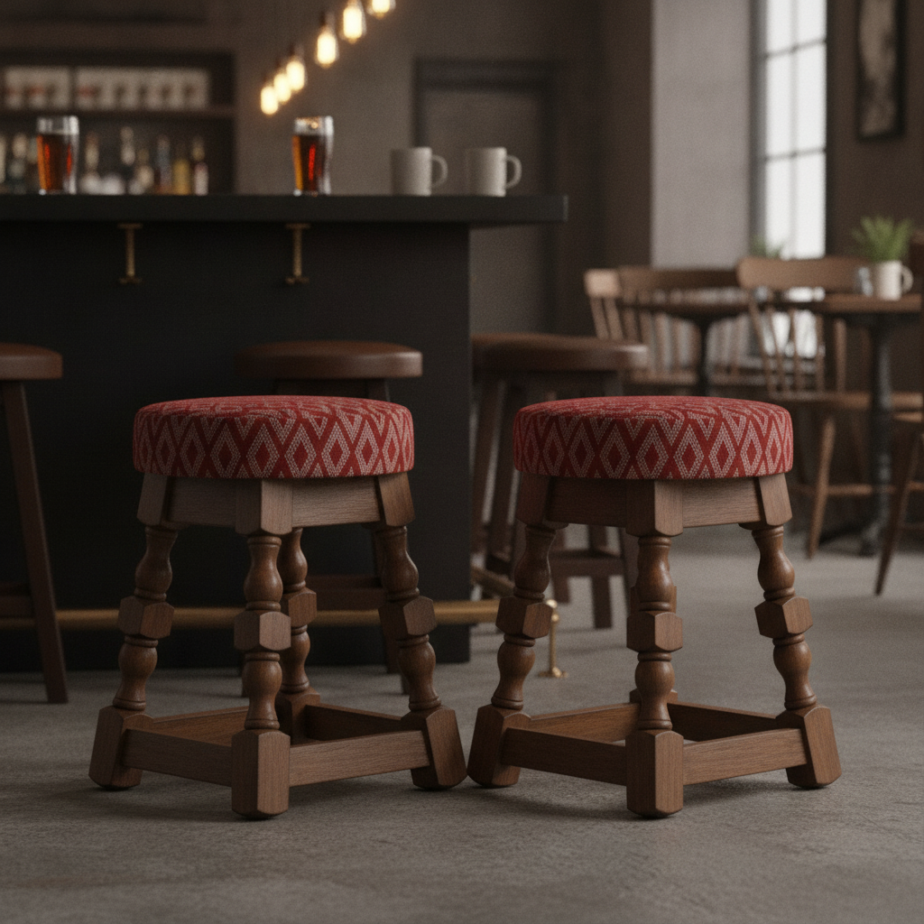 Rubber Wood Low Bar Stools 500mm for Pubs & Cafés (Pack of 2)