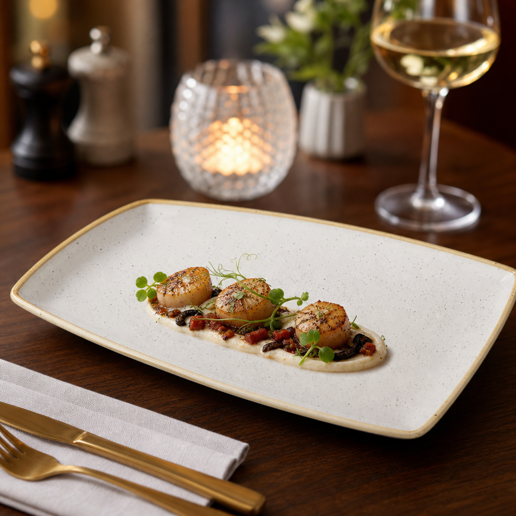 Rectangular Plates White Vitrified Ceramic for Elegant Dining (Pack of 6)