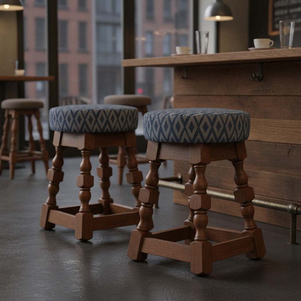 Rubber Wood Low Bar Stools 500mm for Pubs & Cafés (Pack of 2)