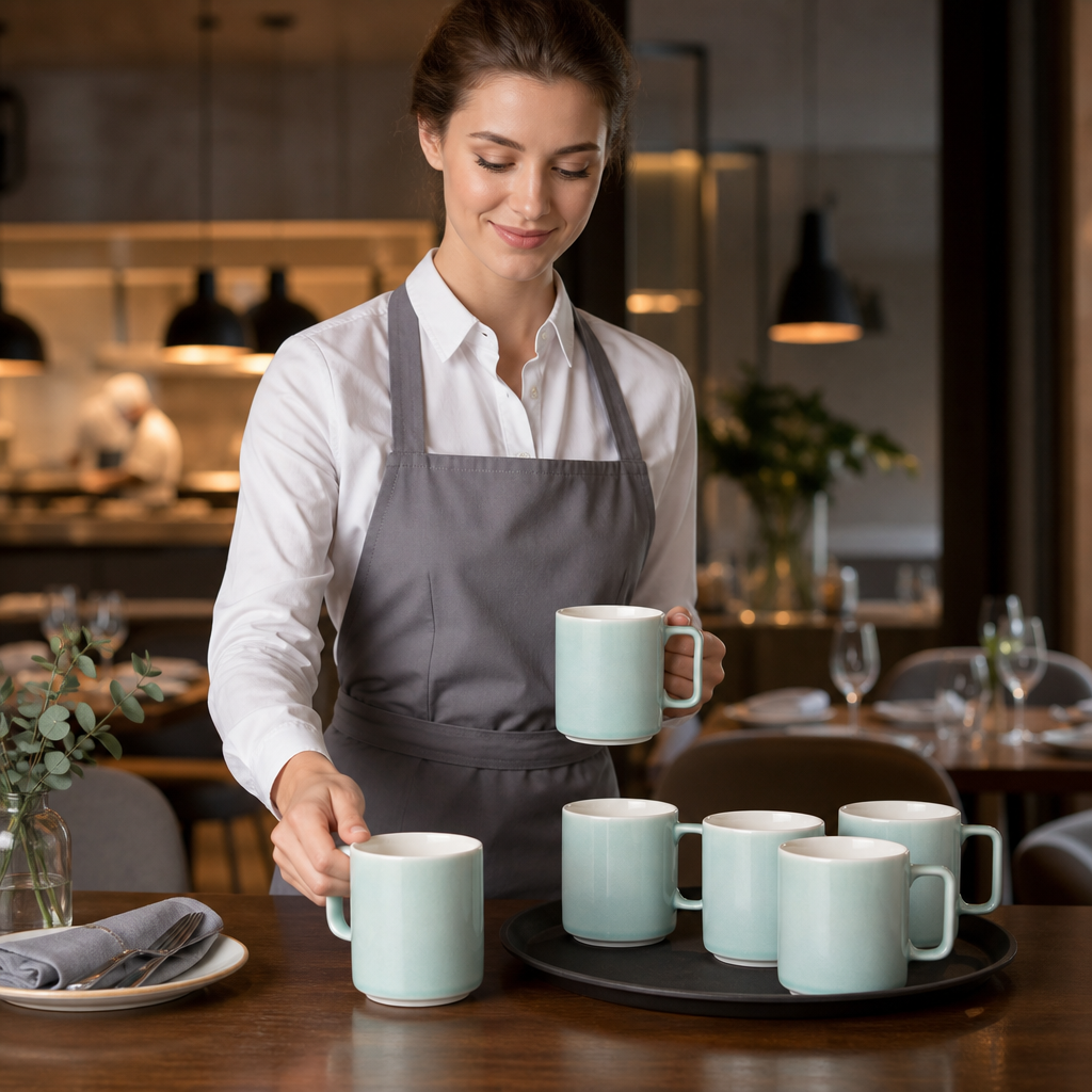Mugs 340ml Porcelain for Stylish Table Settings (Pack of 6)