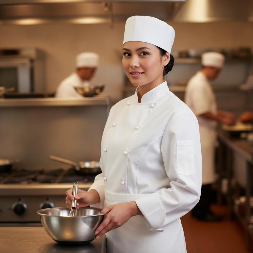 Pima Cotton Women's Chef Jacket White for Professional Kitchens