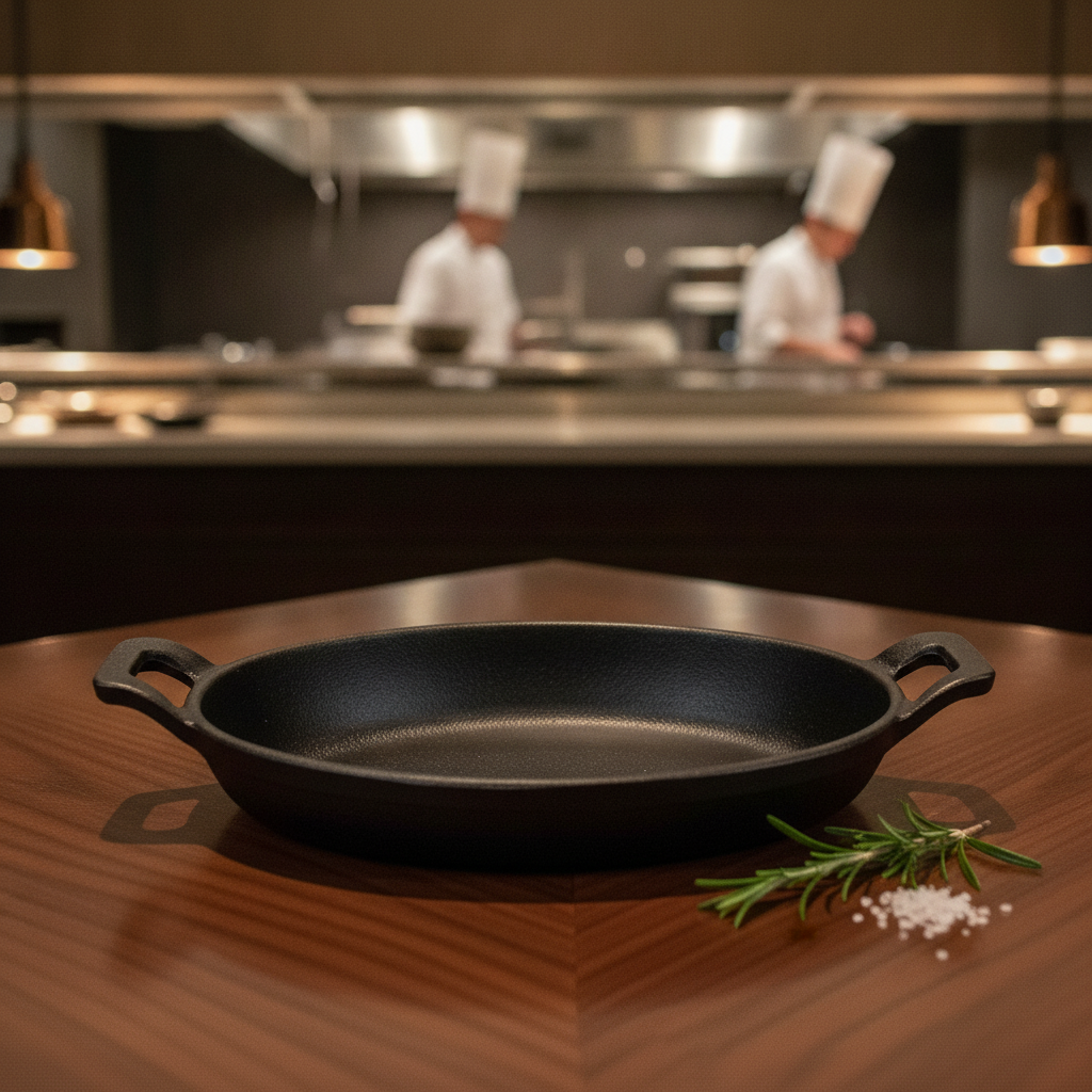 Cast Iron Oval Eared Dish 180x120mm for Oven-to-Table Service