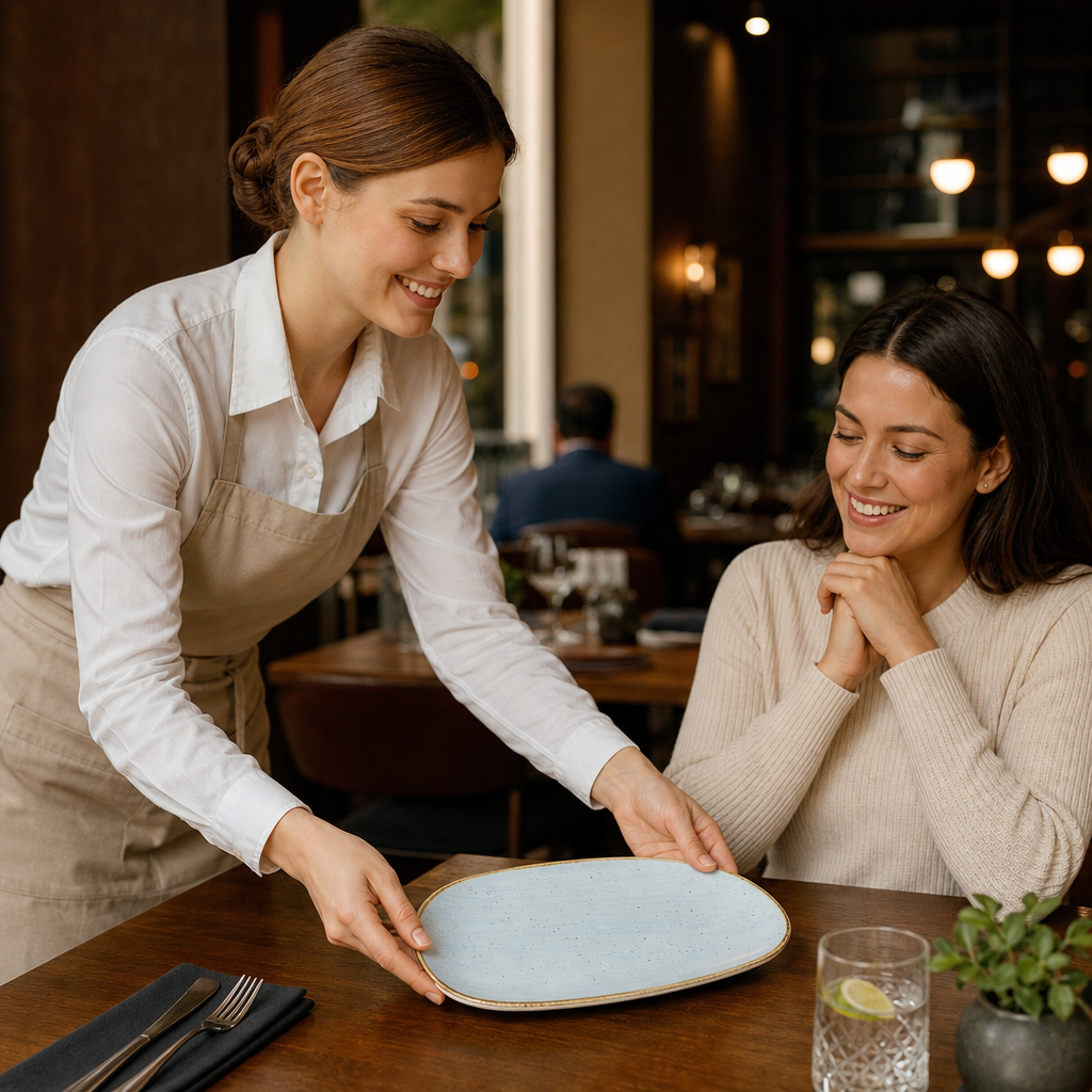 Oblong Plates Blue 220x130mm Duck Egg Blue Ceramic for Dining (Pack of 12)