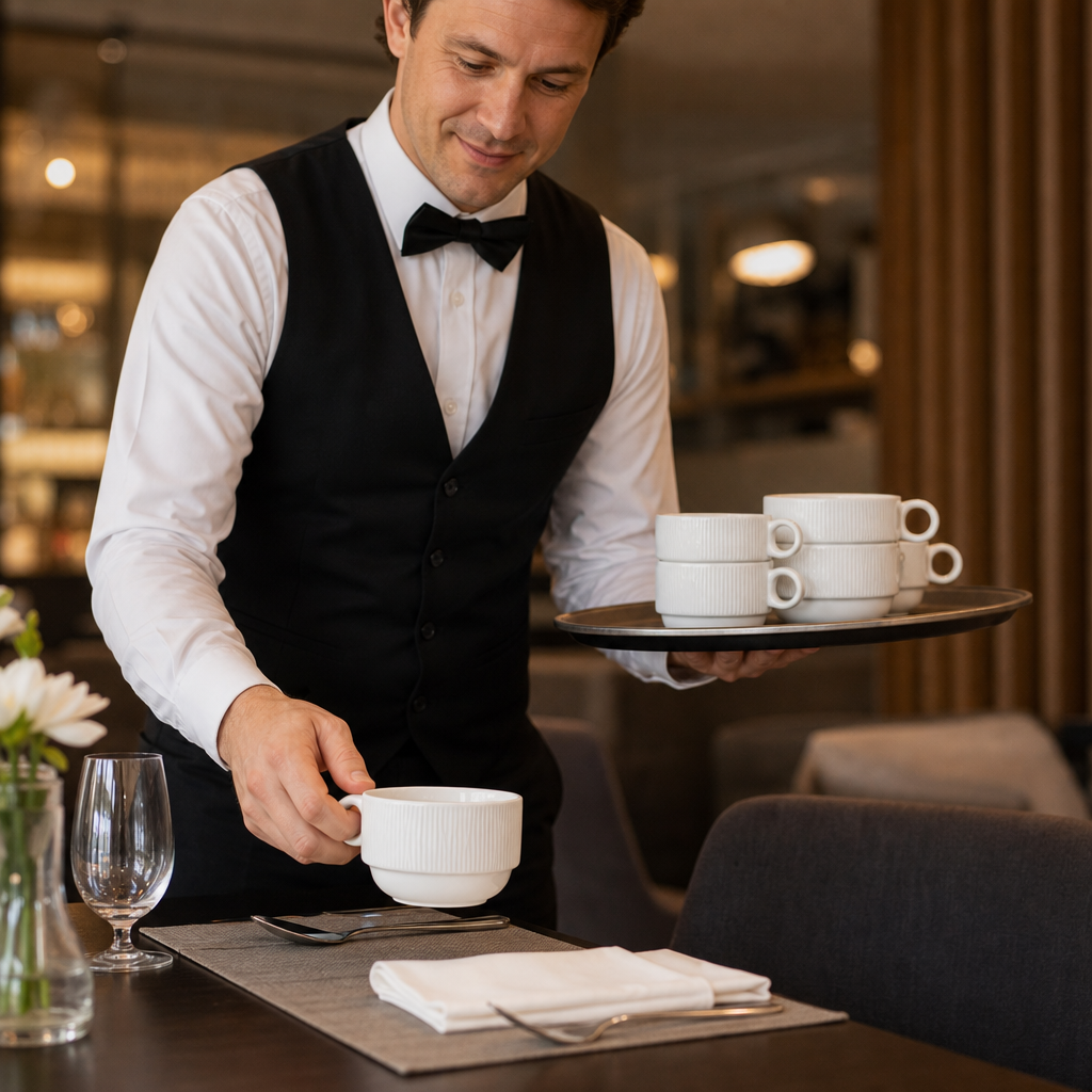 Porcelain Stacking Cups 10oz for Home & Office (Pack of 12)