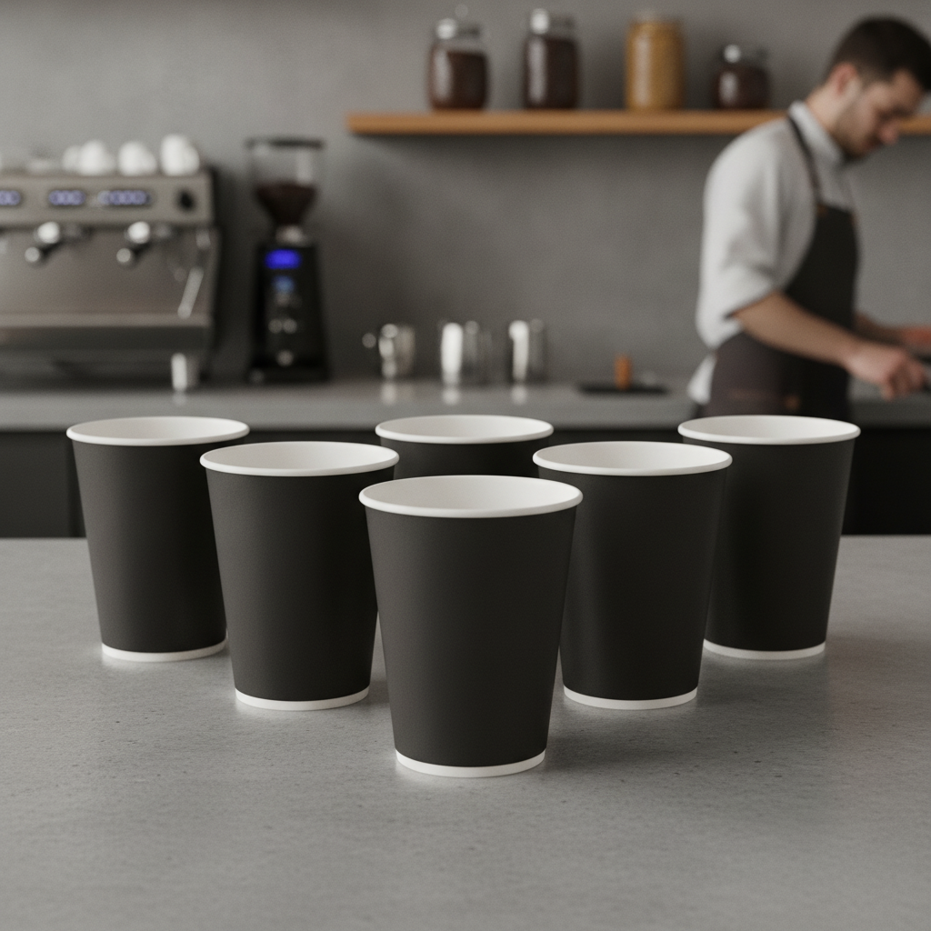 Cardboard Black Coffee Cups 340ml for Takeaway Services (Pack of 50)