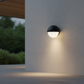 Plastic Round Outdoor Wall Light in Black for Covered Areas