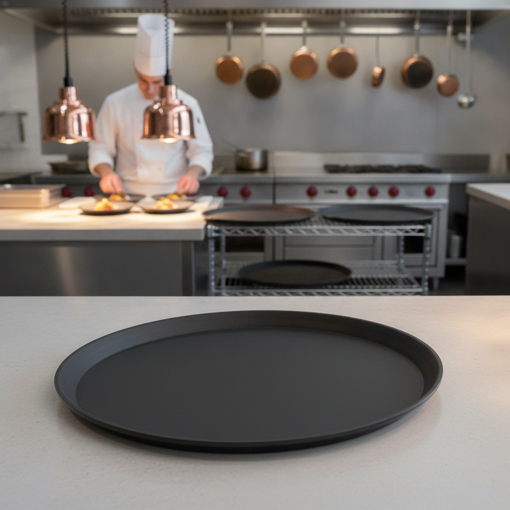 Polypropylene Black Oval Non-Slip Tray 685mm for Restaurants