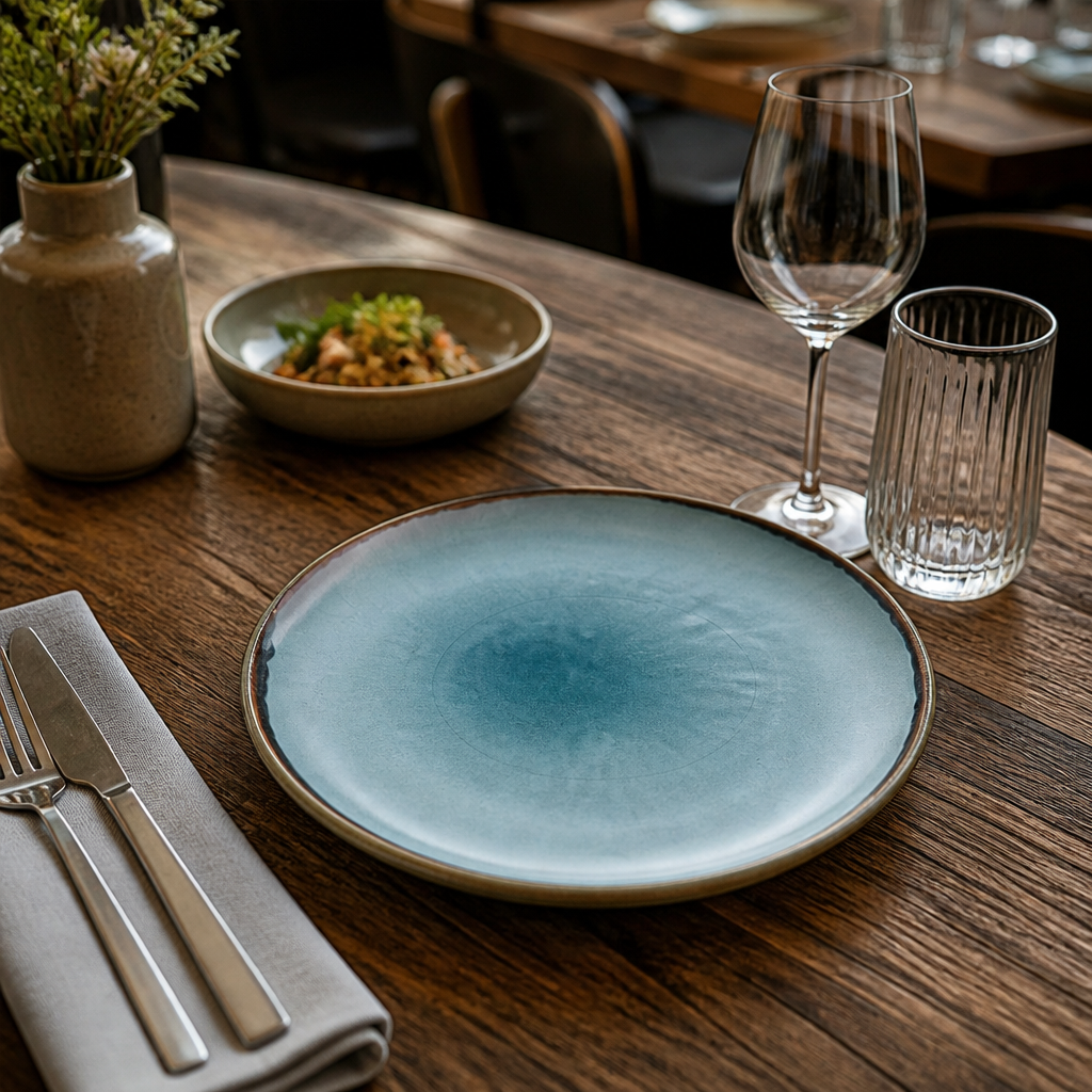Coupe Plates Blue Porcelain for Farm-to-Table Dining (Pack of 12)
