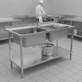 304 Stainless Steel Double Sink Unit 1500mm for Commercial Kitchens