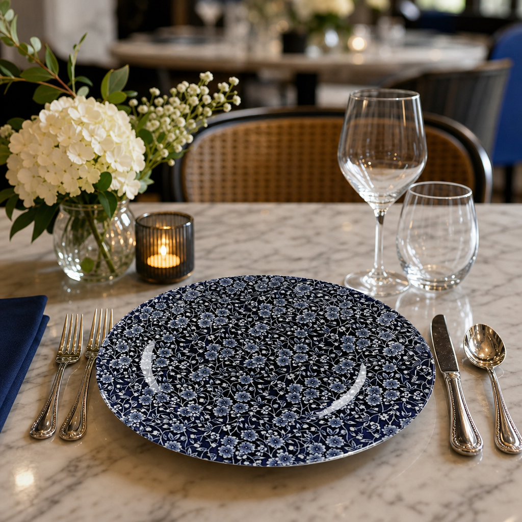 Victorian Willow Print Porcelain Plates 305mm for Stylish Dining (Pack of 6)