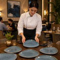 Triangular Plates Blue Vitrified Ceramic for Dining (Pack of 6)
