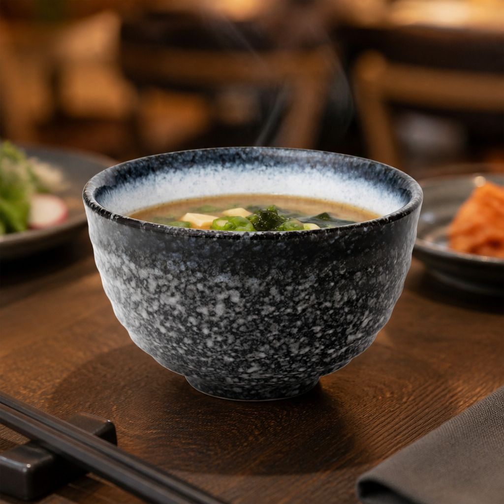 Stoneware Rice Bowls with Dappled Rim for Serving Sides and Soups - Pack of 12