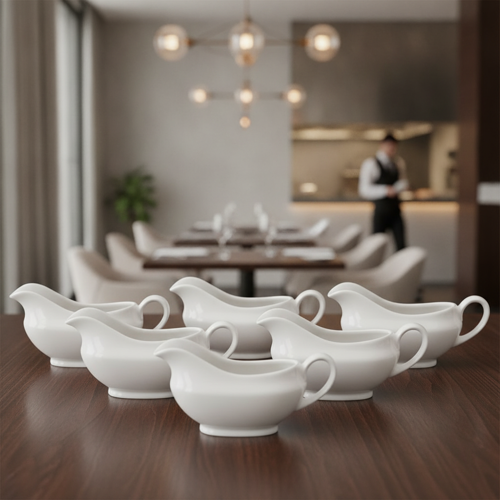 Porcelain White Traditional Sauce Boats 110ml for Dining (Pack of 6)
