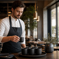 Stoneware Black Espresso Cups 100ml for Elegant Coffee Service (Pack of 6)