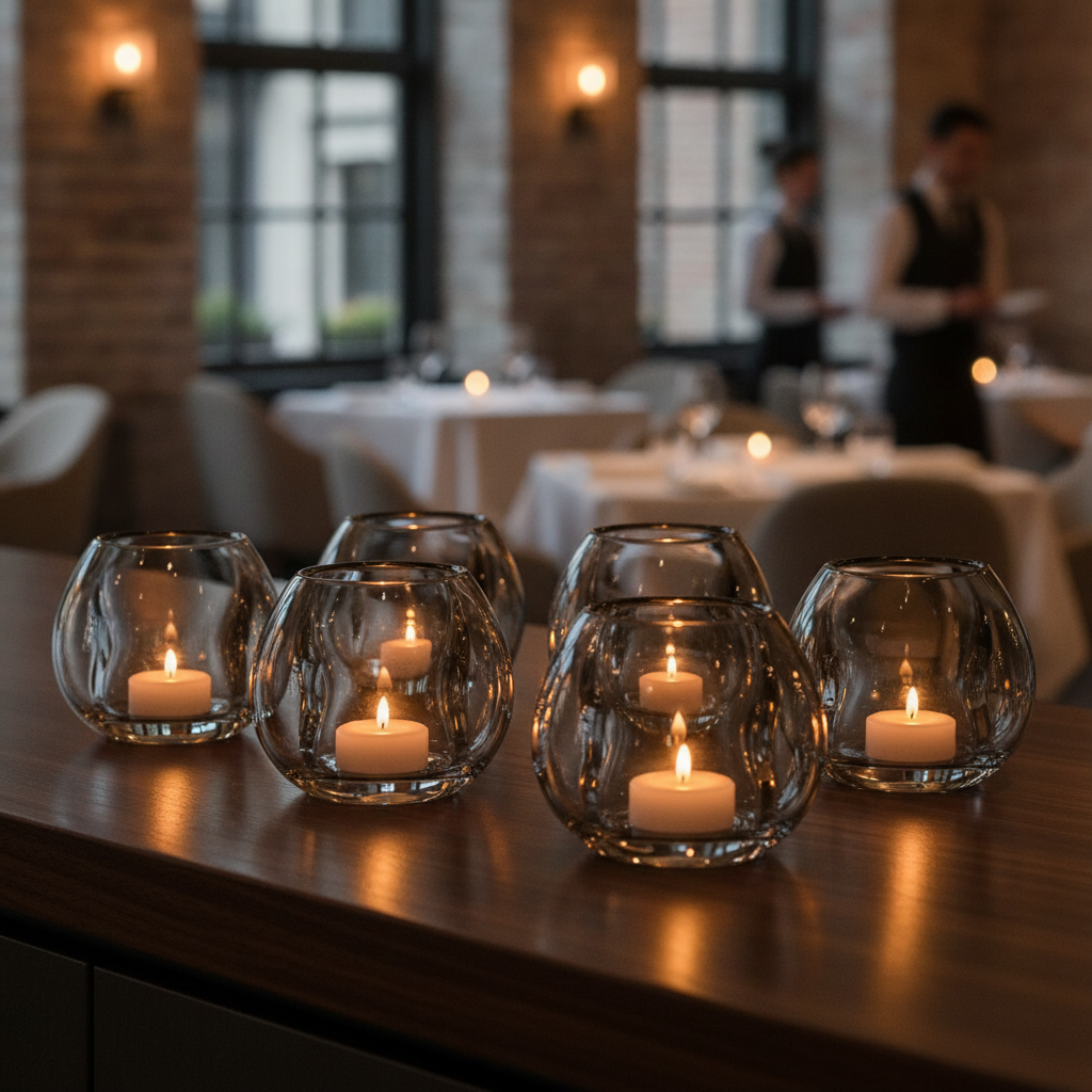 Soda Lime Heavy Globe Nightlight Holders 82mm for Cafés & Restaurants (Pack of 6)