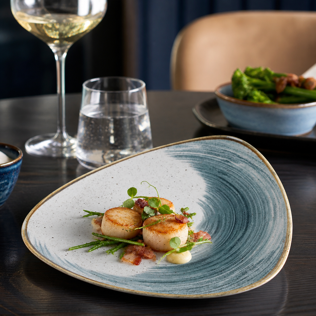 Plate Blue White Vitrified Ceramic for Dining Experiences (Pack of 12)