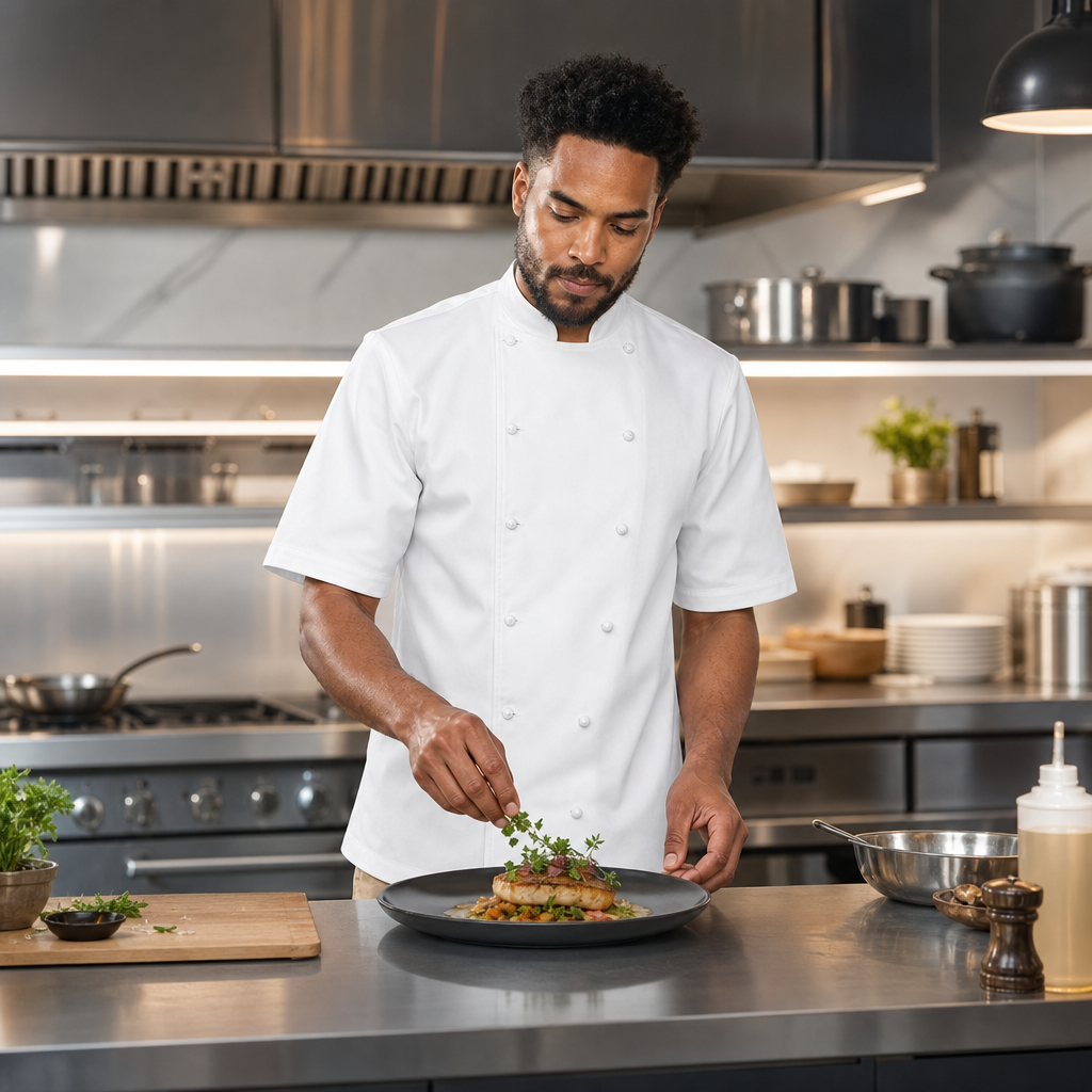 Pima Cotton Chef Jacket in White for High-End Kitchens
