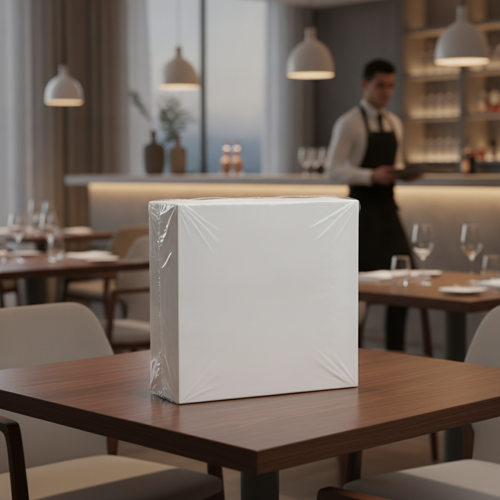 White Paper Dinner Napkins 40x40cm for Restaurants & Cafés (Pack of 1000)