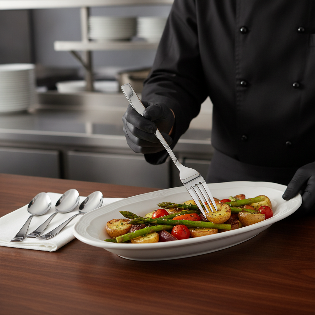 Stainless Steel Serving Fork 220mm for Catering & Hospitality (Pack of 12)