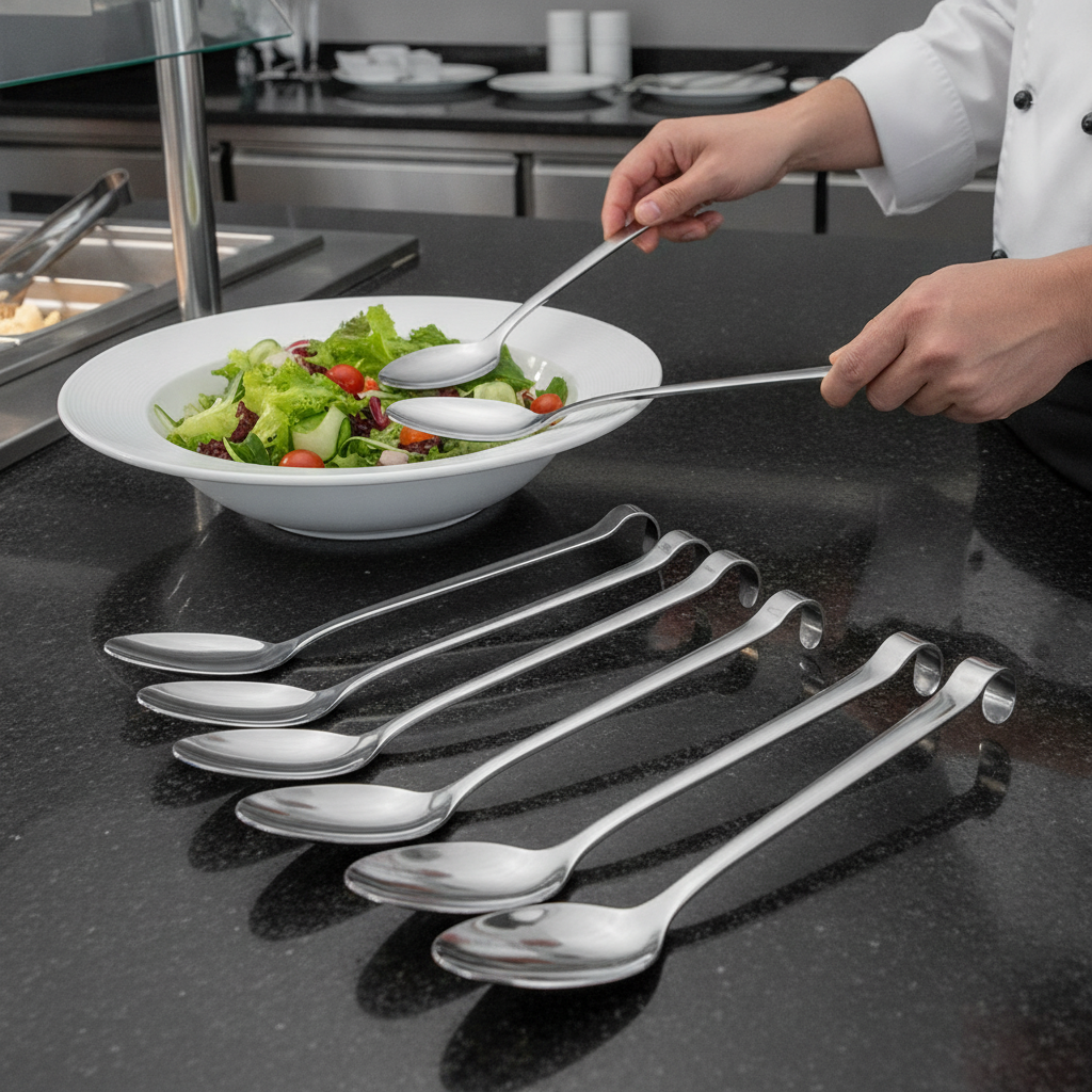 18/10 Stainless Steel Salad Spoons 250mm for Buffet Presentation (Pack of 10)